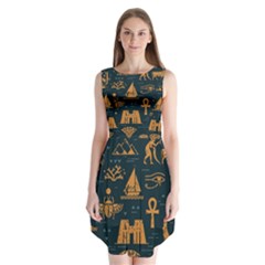 Dark-seamless-pattern-symbols-landmarks-signs-egypt Sleeveless Chiffon Dress  