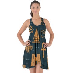 Dark-seamless-pattern-symbols-landmarks-signs-egypt Show Some Back Chiffon Dress