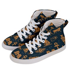 Dark-seamless-pattern-symbols-landmarks-signs-egypt Men s Hi-top Skate Sneakers