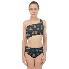 Dark-seamless-pattern-symbols-landmarks-signs-egypt Spliced Up Two Piece Swimsuit