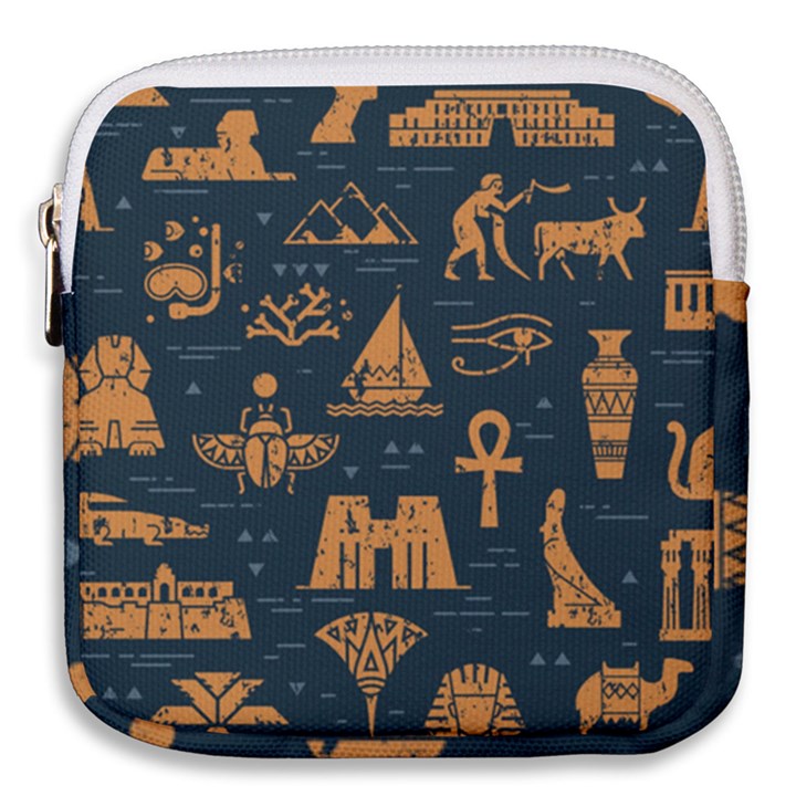 Dark-seamless-pattern-symbols-landmarks-signs-egypt Mini Square Pouch