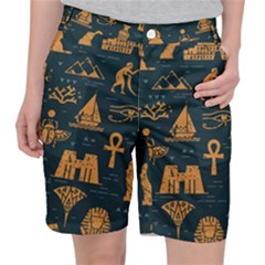 Dark-seamless-pattern-symbols-landmarks-signs-egypt Pocket Shorts by Jancukart