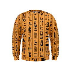 Egyptian-hieroglyphs-ancient-egypt-letters-papyrus-background-vector-old-egyptian-hieroglyph-writing Kids  Sweatshirt