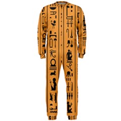 Egyptian-hieroglyphs-ancient-egypt-letters-papyrus-background-vector-old-egyptian-hieroglyph-writing Onepiece Jumpsuit (men) by Jancukart