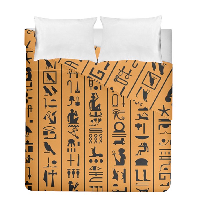 Egyptian-hieroglyphs-ancient-egypt-letters-papyrus-background-vector-old-egyptian-hieroglyph-writing Duvet Cover Double Side (Full/ Double Size)