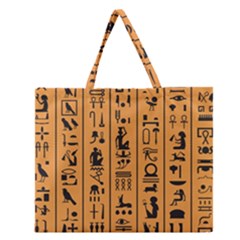 Egyptian-hieroglyphs-ancient-egypt-letters-papyrus-background-vector-old-egyptian-hieroglyph-writing Zipper Large Tote Bag