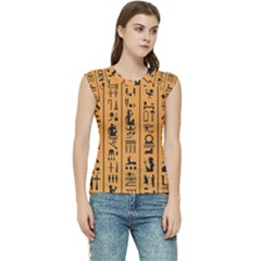 Egyptian-hieroglyphs-ancient-egypt-letters-papyrus-background-vector-old-egyptian-hieroglyph-writing Women s Raglan Cap Sleeve Tee