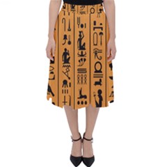 Egyptian-hieroglyphs-ancient-egypt-letters-papyrus-background-vector-old-egyptian-hieroglyph-writing Classic Midi Skirt by Jancukart