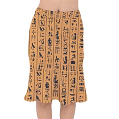 Egyptian-hieroglyphs-ancient-egypt-letters-papyrus-background-vector-old-egyptian-hieroglyph-writing Short Mermaid Skirt by Jancukart