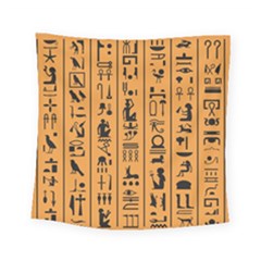 Egyptian-hieroglyphs-ancient-egypt-letters-papyrus-background-vector-old-egyptian-hieroglyph-writing Square Tapestry (small) by Jancukart