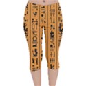 Egyptian-hieroglyphs-ancient-egypt-letters-papyrus-background-vector-old-egyptian-hieroglyph-writing Velvet Capri Leggings  View1