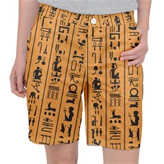 Egyptian-hieroglyphs-ancient-egypt-letters-papyrus-background-vector-old-egyptian-hieroglyph-writing Pocket Shorts by Jancukart