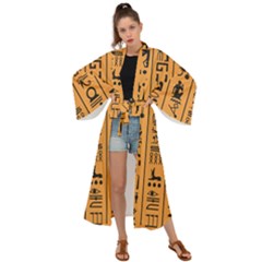 Egyptian-hieroglyphs-ancient-egypt-letters-papyrus-background-vector-old-egyptian-hieroglyph-writing Maxi Kimono by Jancukart