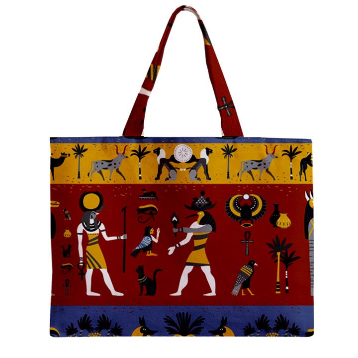 Ancient-egyptian-religion-seamless-pattern Zipper Mini Tote Bag