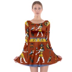 Ancient-egyptian-religion-seamless-pattern Long Sleeve Skater Dress