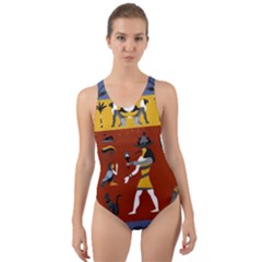 Ancient-egyptian-religion-seamless-pattern Cut-out Back One Piece Swimsuit