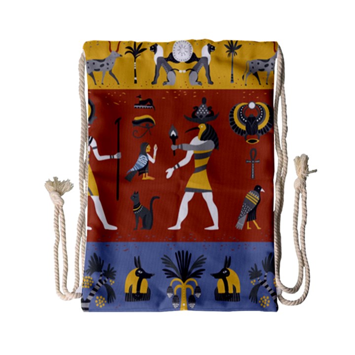 Ancient-egyptian-religion-seamless-pattern Drawstring Bag (Small)