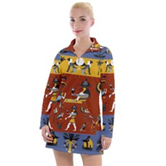 Ancient-egyptian-religion-seamless-pattern Women s Long Sleeve Casual Dress