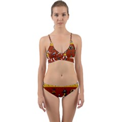 Ancient-egyptian-religion-seamless-pattern Wrap Around Bikini Set