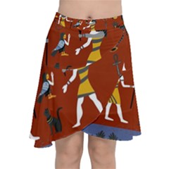 Ancient-egyptian-religion-seamless-pattern Chiffon Wrap Front Skirt