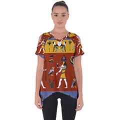 Ancient-egyptian-religion-seamless-pattern Cut Out Side Drop Tee