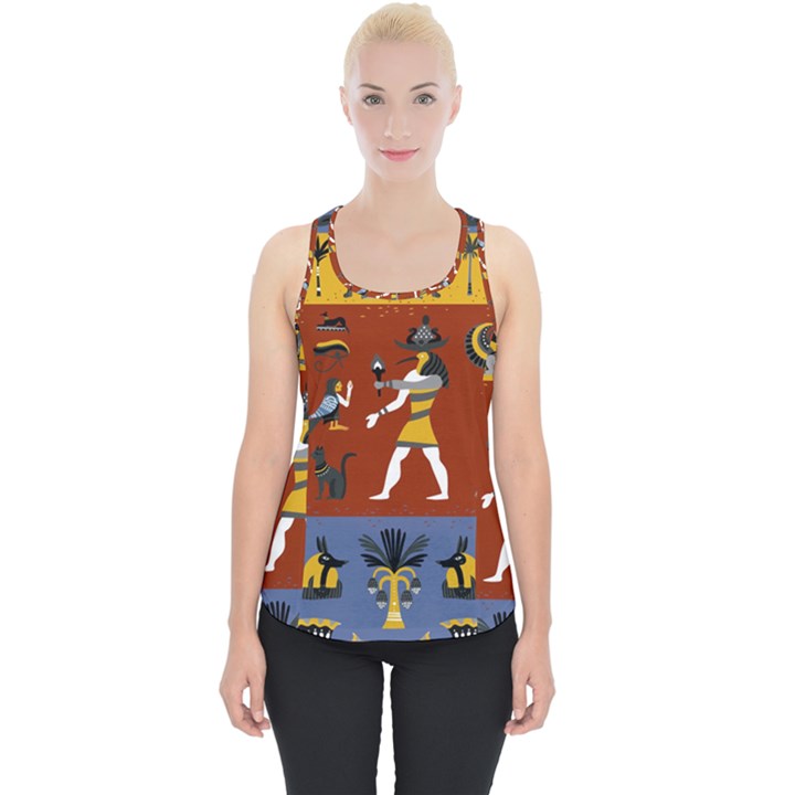 Ancient-egyptian-religion-seamless-pattern Piece Up Tank Top