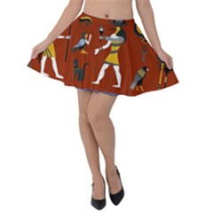 Ancient-egyptian-religion-seamless-pattern Velvet Skater Skirt