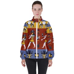 Ancient-egyptian-religion-seamless-pattern Women s High Neck Windbreaker