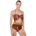 Ancient-egyptian-religion-seamless-pattern Scallop Top Cut Out Swimsuit View1