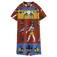 Ancient-egyptian-religion-seamless-pattern Kids  Boyleg Half Suit Swimwear