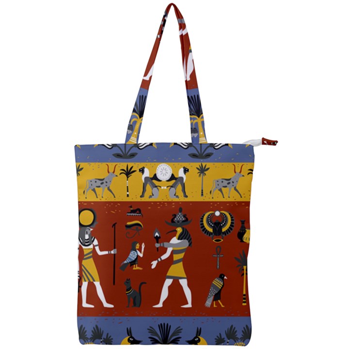 Ancient-egyptian-religion-seamless-pattern Double Zip Up Tote Bag