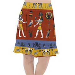 Ancient-egyptian-religion-seamless-pattern Fishtail Chiffon Skirt