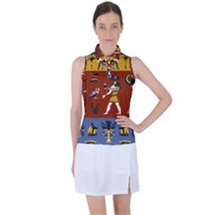 Ancient-egyptian-religion-seamless-pattern Women s Sleeveless Polo Tee