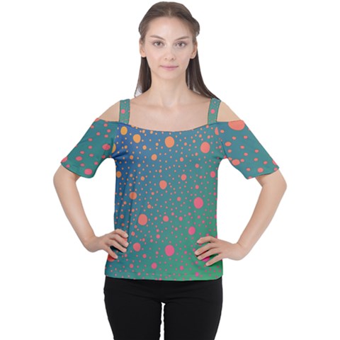 Color Pattern Dot Scrapbooking Cutout Shoulder Tee by Wegoenart