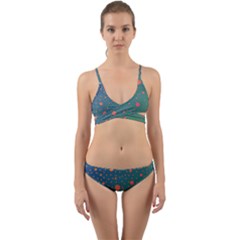 Color Pattern Dot Scrapbooking Wrap Around Bikini Set by Wegoenart