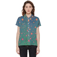 Color Pattern Dot Scrapbooking Short Sleeve Pocket Shirt by Wegoenart