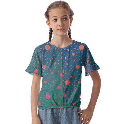 Color Pattern Dot Scrapbooking Kids  Cuff Sleeve Scrunch Bottom Tee by Wegoenart