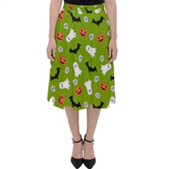 Pattern Seamless Halloween Fall Classic Midi Skirt by Wegoenart