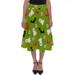 Pattern Seamless Halloween Fall Perfect Length Midi Skirt by Wegoenart