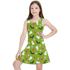 Pattern Seamless Halloween Fall Kids  Lightweight Sleeveless Dress by Wegoenart