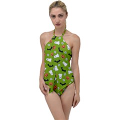 Pattern Seamless Halloween Fall Go With The Flow One Piece Swimsuit by Wegoenart