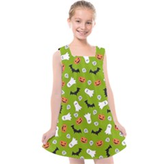 Pattern Seamless Halloween Fall Kids  Cross Back Dress by Wegoenart