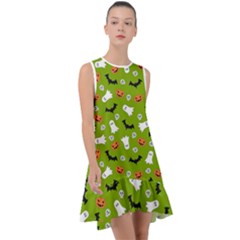 Pattern Seamless Halloween Fall Frill Swing Dress by Wegoenart