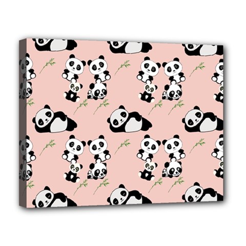 Pandas Pattern Panda Bear Canvas 14  X 11  (stretched) by Wegoenart