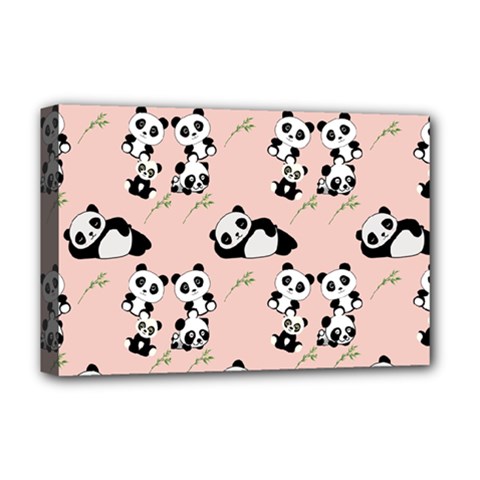 Pandas Pattern Panda Bear Deluxe Canvas 18  X 12  (stretched) by Wegoenart