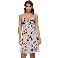 Pandas Pattern Panda Bear V-neck Pocket Summer Dress  by Wegoenart