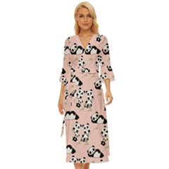 Pandas Pattern Panda Bear Midsummer Wrap Dress by Wegoenart