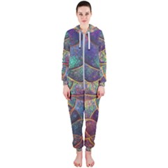 Dragon Fractal Pattern Texture Hooded Jumpsuit (ladies) by Wegoenart