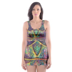 Dragon Fractal Pattern Texture Skater Dress Swimsuit by Wegoenart