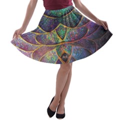 Dragon Fractal Pattern Texture A-line Skater Skirt by Wegoenart